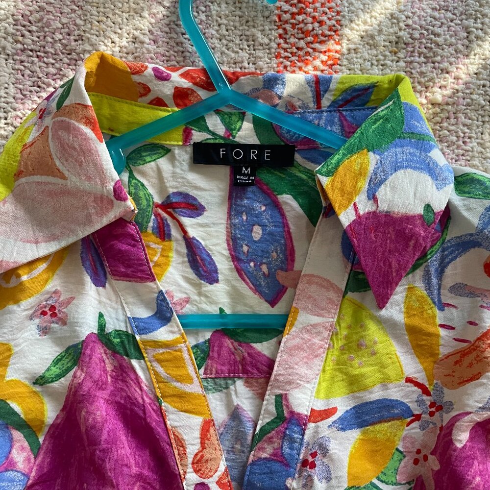 NWOT Fore Multicolored Bell Sleeve V-Neck Blouse - Picture 9 of 9